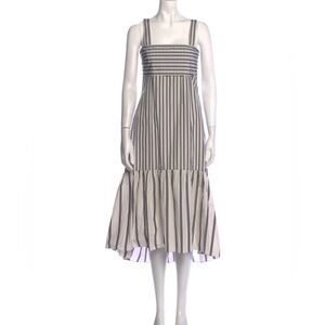THEORY striped tie back midi dress